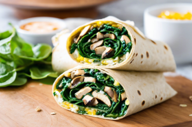 Spinach and Mushroom Breakfast Wrap